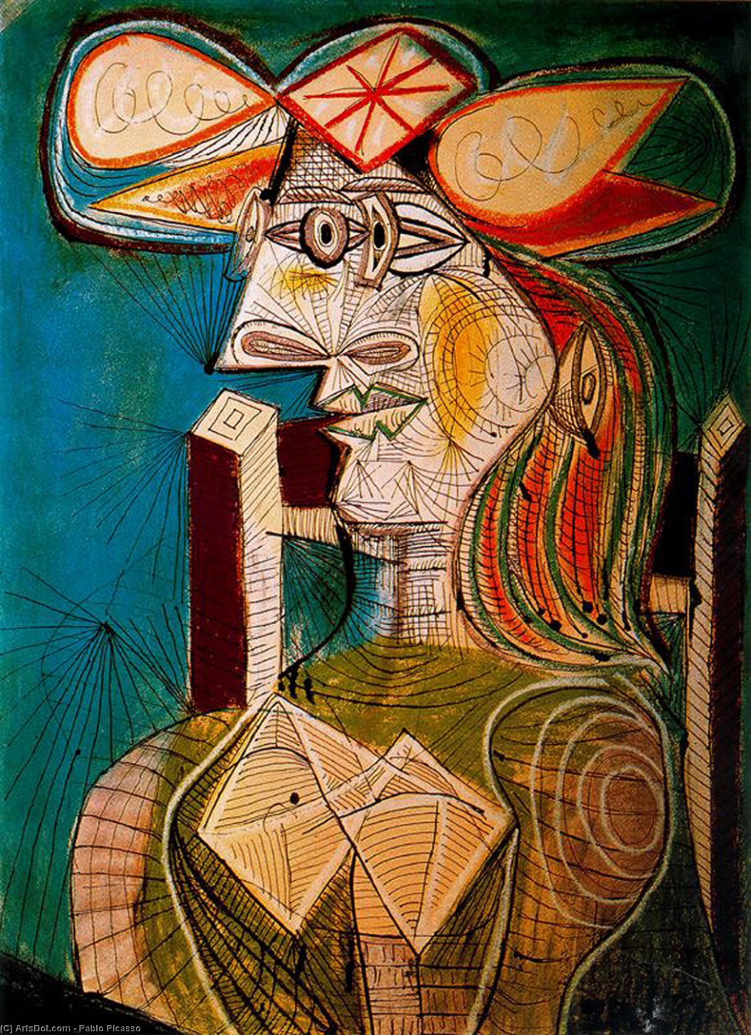 Seated Woman On Wooden Chair — Pablo Picasso