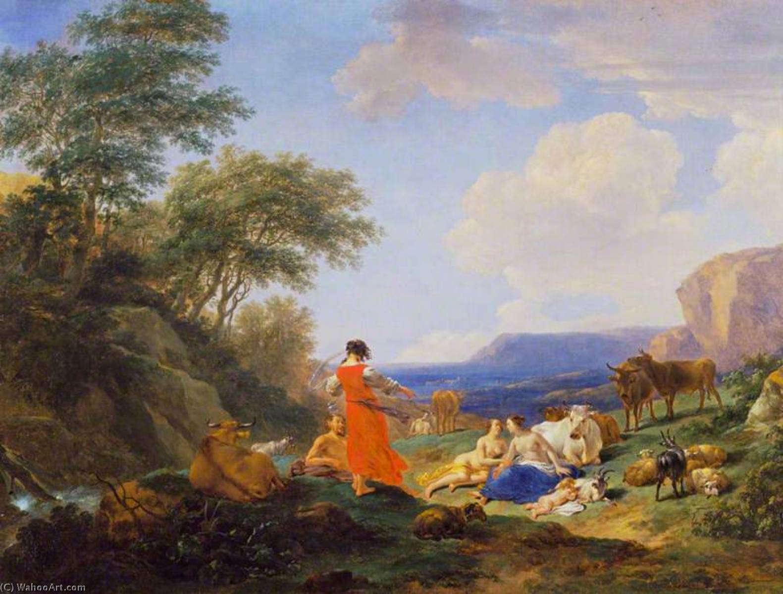The Infant Jupiter With The Nymphs On Mount Ida — Nicolaes Pietersz Berchem
