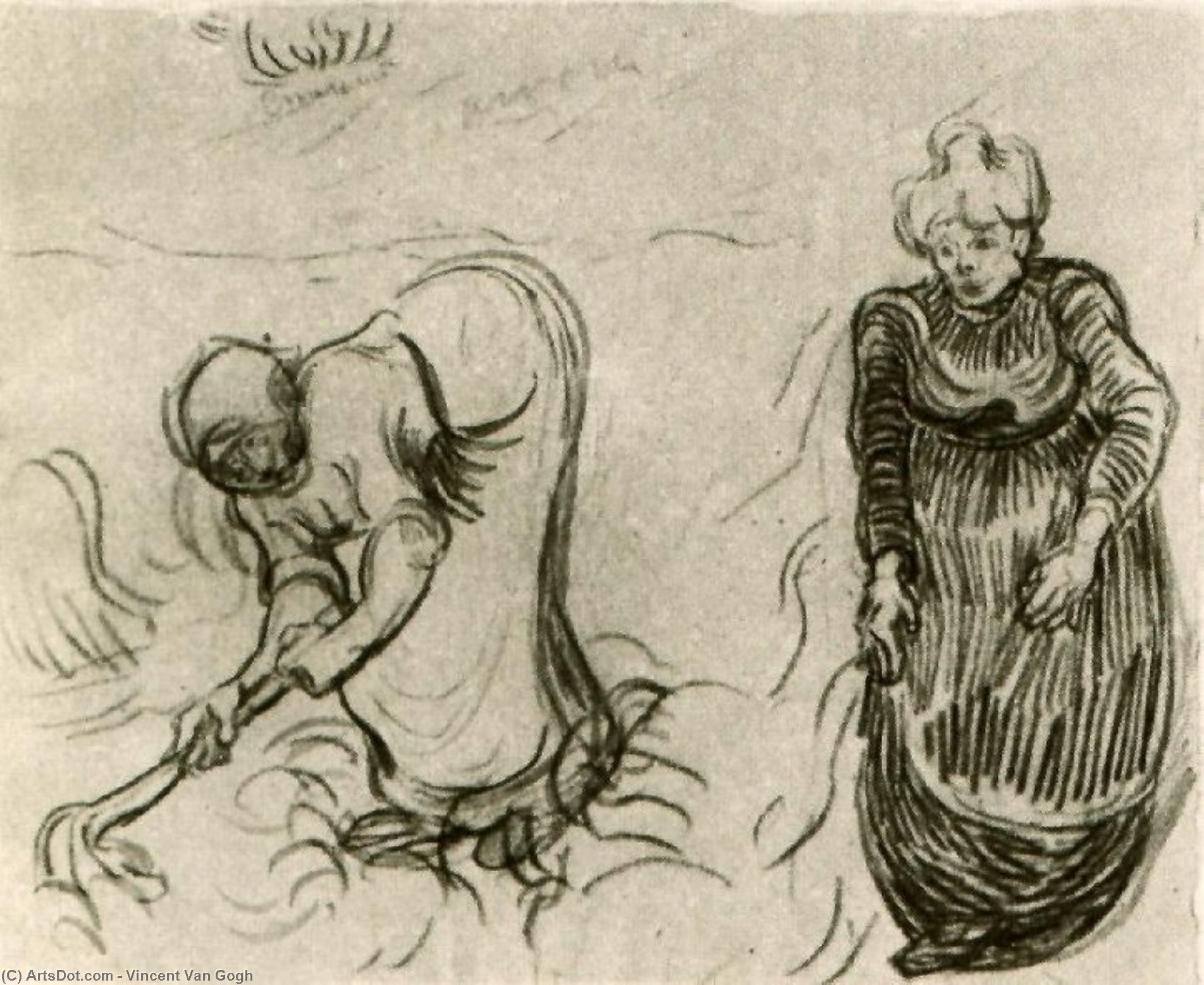 Sketch Of Two Women — Vincent Van Gog