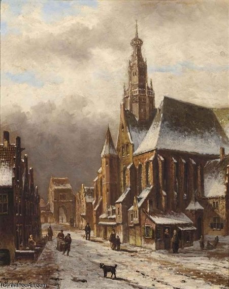 A View Of A Dutch Town In Winter — Oene Romkes De Jongh