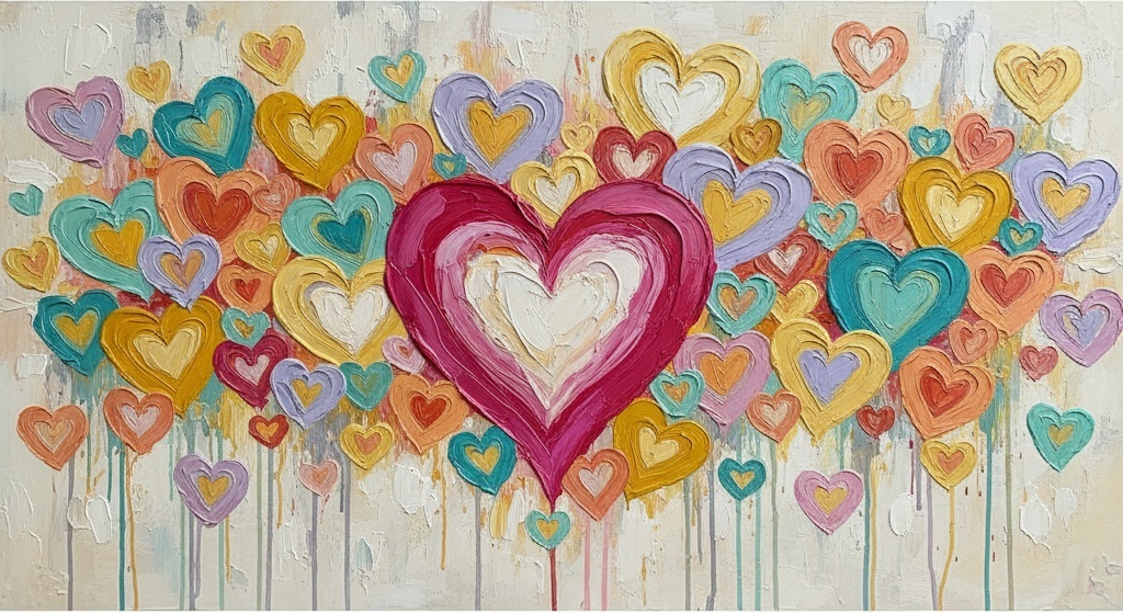 Ethereal Pulse Of Radiant Hearts In A Sculptural Symphony Of Color — Christian Noiret