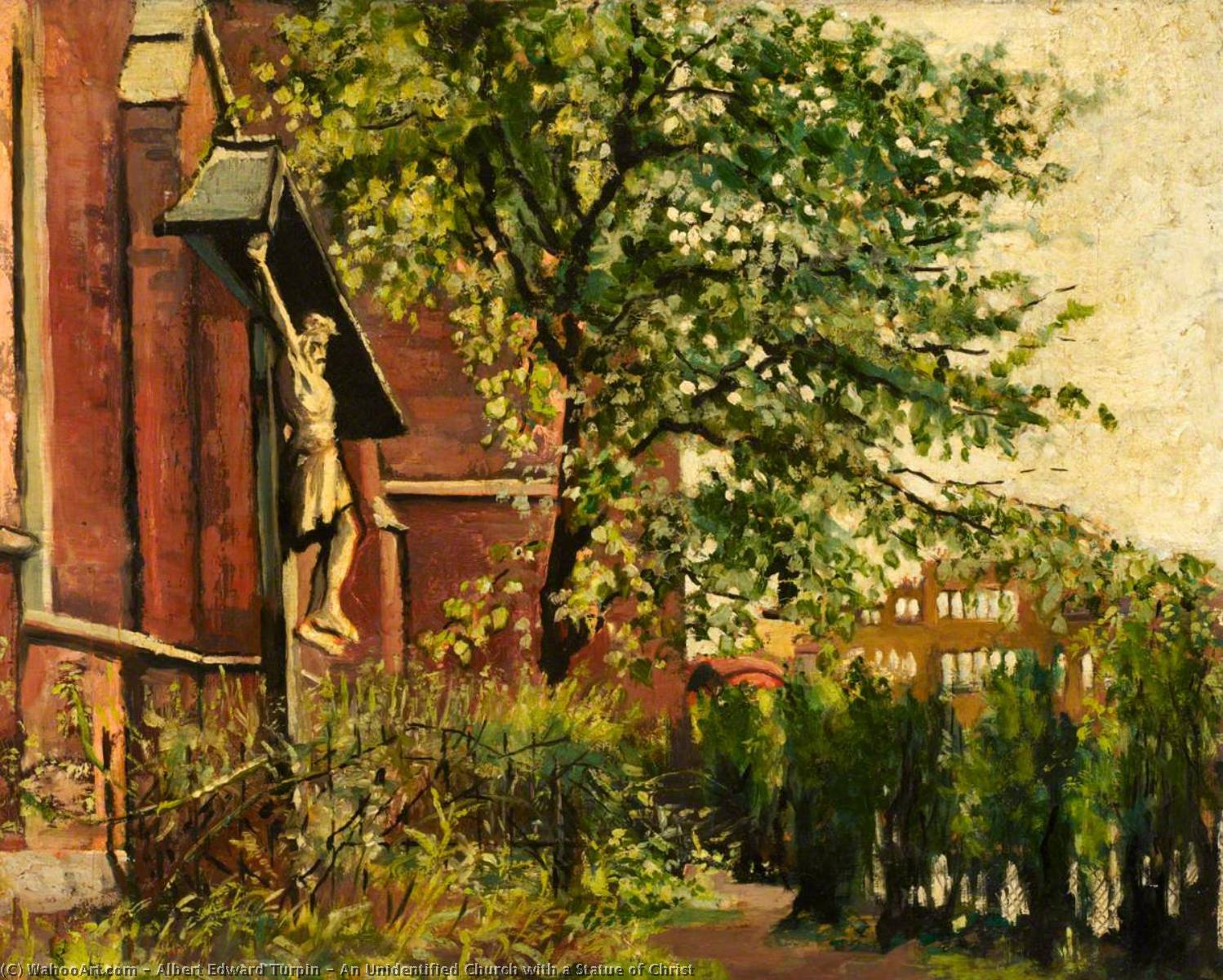 An Unidentified Church With A Statue Of Christ — Albert Edward Turpin
