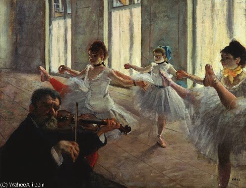 The Rehearsal, Probably Or Early - (47.6x60.9) — Edgar Degas