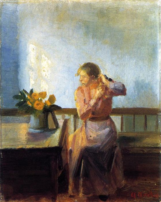 Seated Woman Weaving Her Hair — Anna Kirstine Ancher