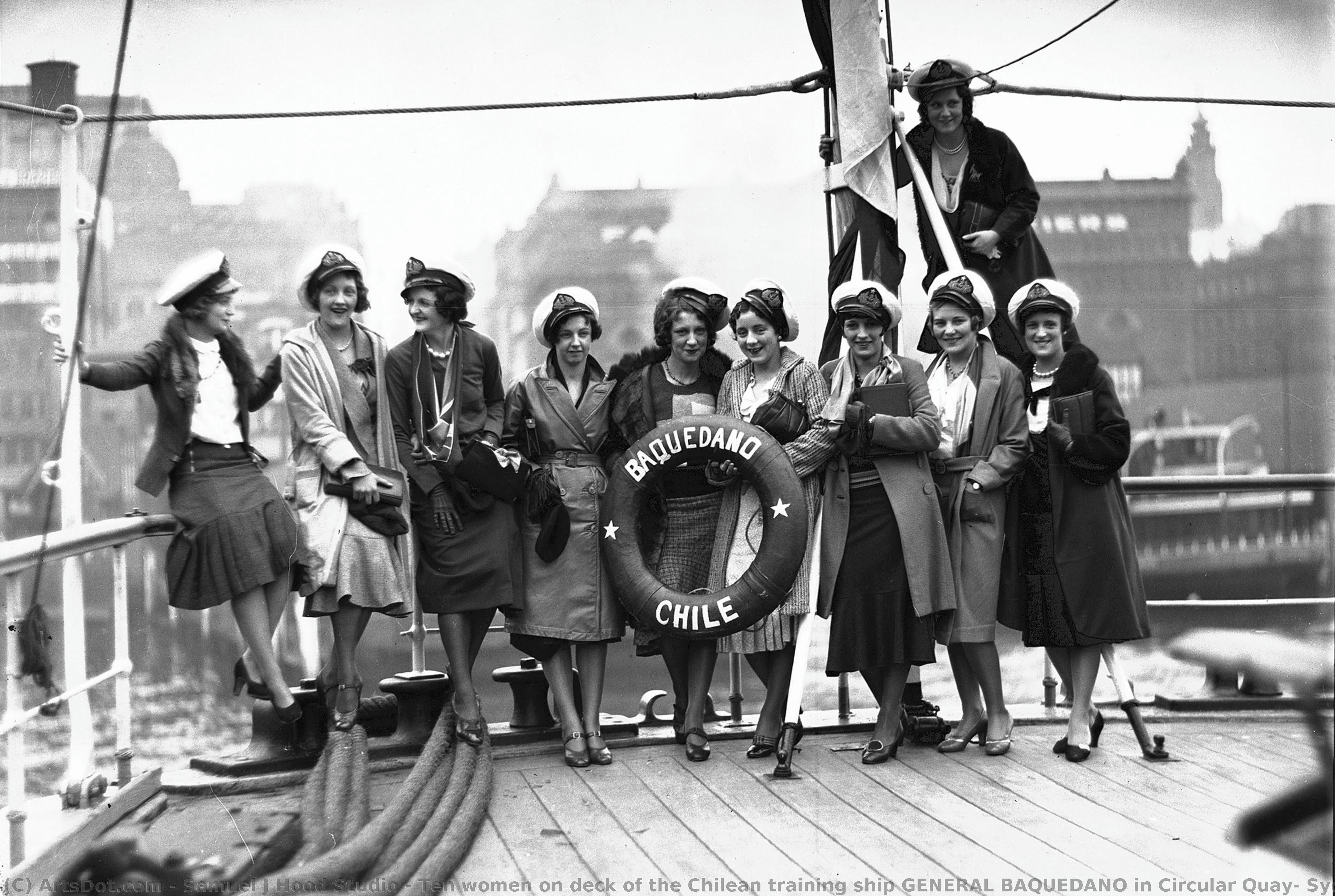 Ten Women On Deck Of The Chilean Training Ship General Baquedano In Circular Quay, Sydney — Samuel J Hood Studio