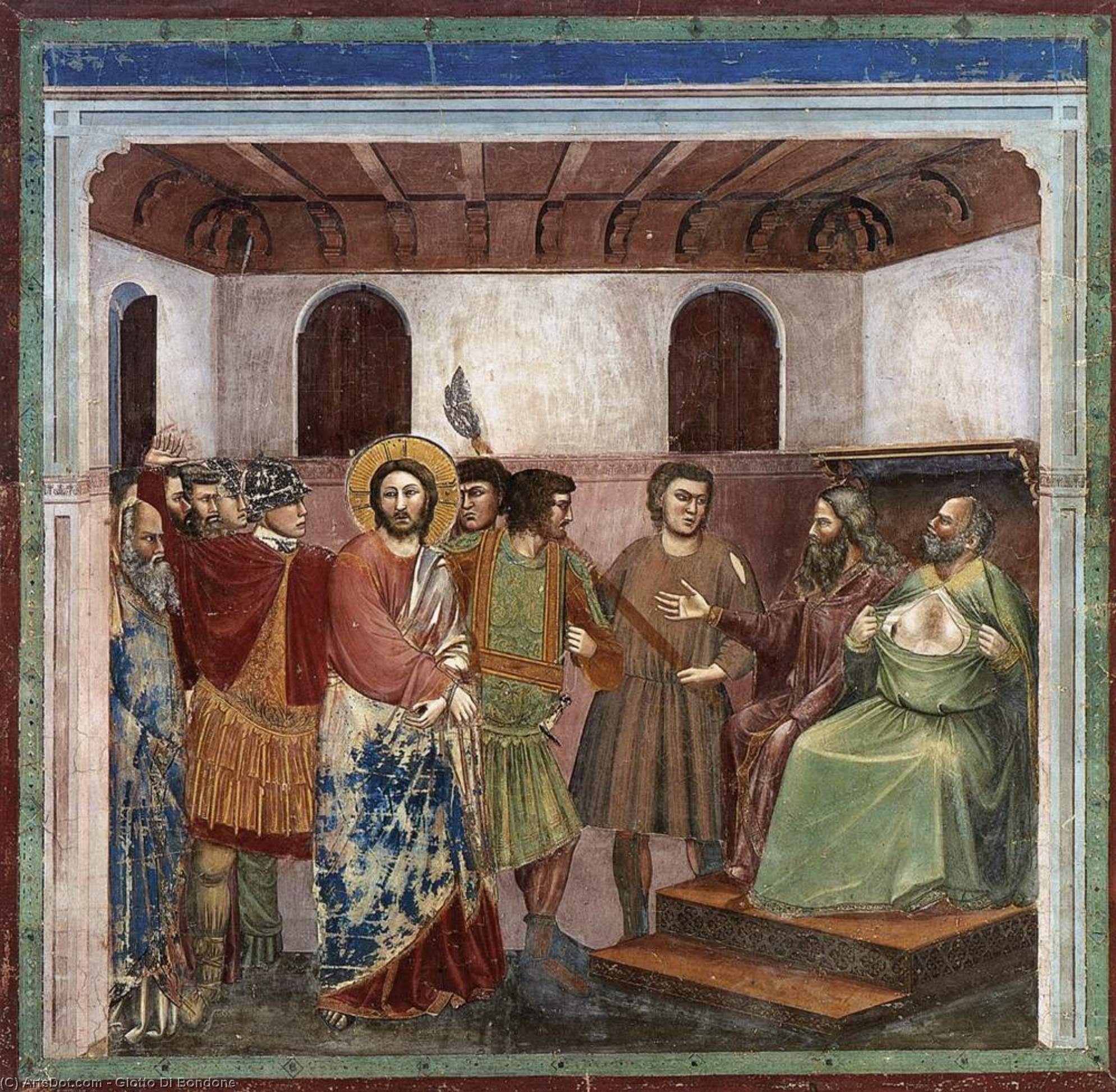 No. 32 Szenen Aus Dem Leben Christi: 16. Christus Vor Kaiaphas — Giotto Di Bondone
