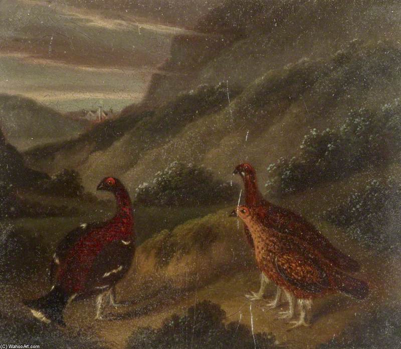 Landscape With Three Grouse — Samuel John Egbert Jones