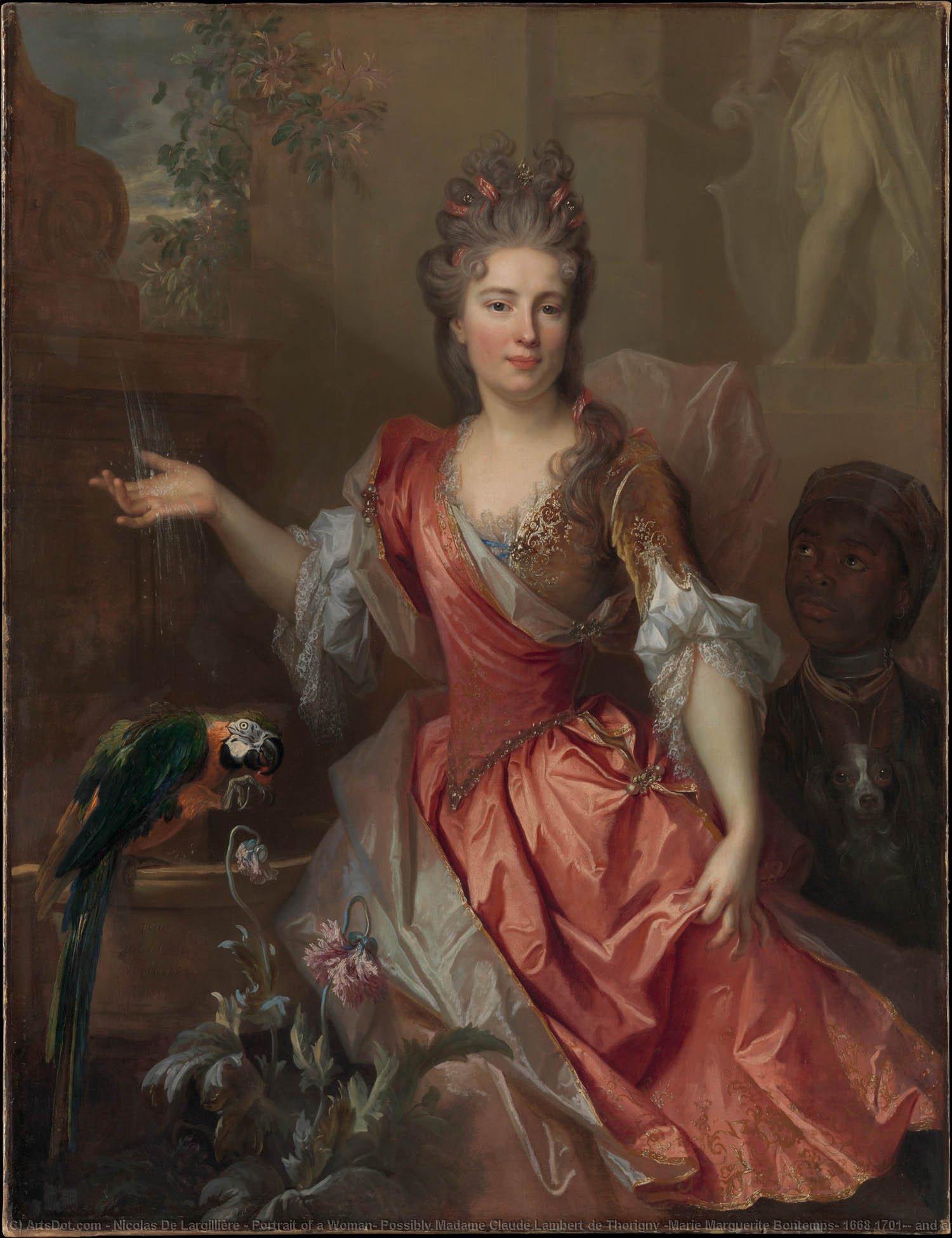 Portrait Of A Woman, Possibly Madame Claude Lambert De Thorigny (marie Marguerite Bontemps, 1668 1701), And An Enslaved Servant — Nicolas De Largillière