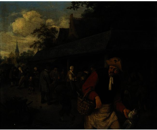 Market Stalls, With A Fisherman In The Foreground — Adriaen Van Ostade