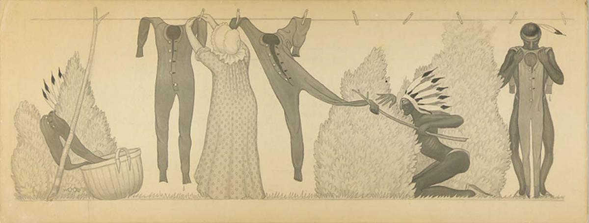 Untitled, From Suite Savage Iowa (clothesline) — Grant Wood