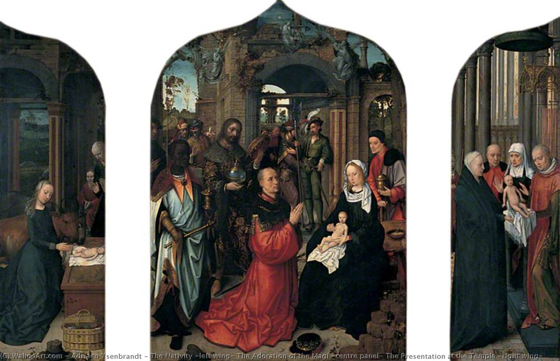 The Nativity (left Wing) The Adoration Of The Magi (centre Panel) The Presentation At The Temple (right Wing) — Adriaen Ysenbrandt