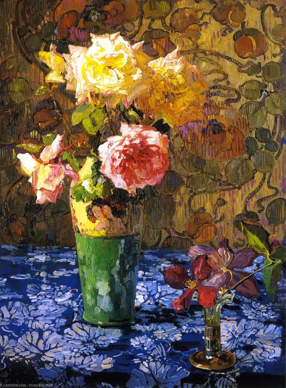 Roses In A Atall Glass — Franz Bischoff