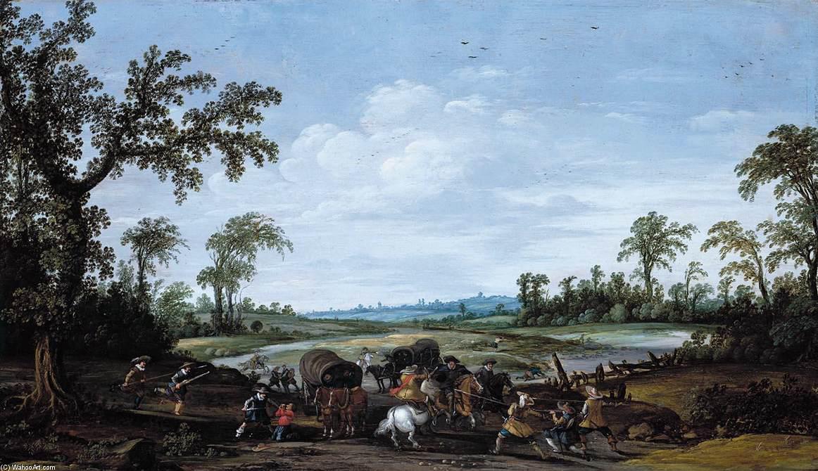Bandits Attacking A Caravan Of Travellers — Esaias Van De Velde