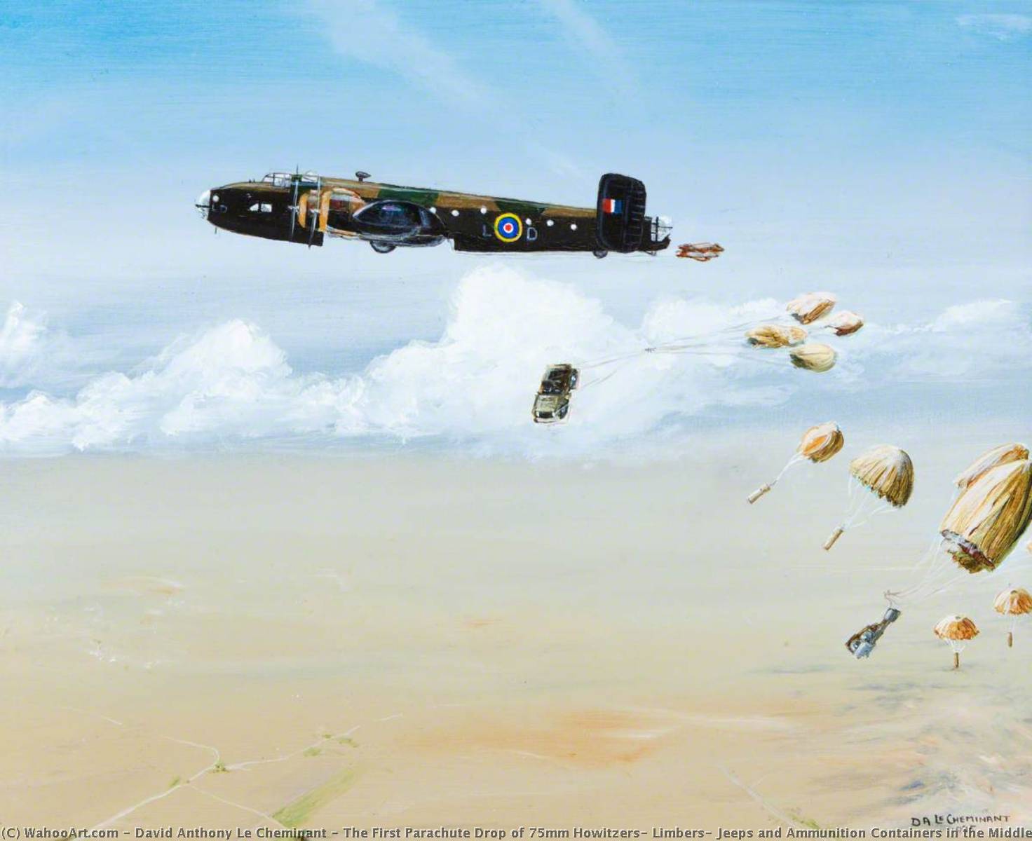 The First Parachute Drop Of 75mm Howitzers, Limbers, Jeeps And Ammunition Containers In The Middle East — David Anthony Le Cheminant