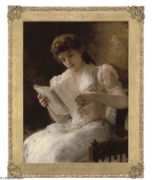 Portrait Of A Lady, Seated Three-quarter-length, Reading A Book — William Oliver