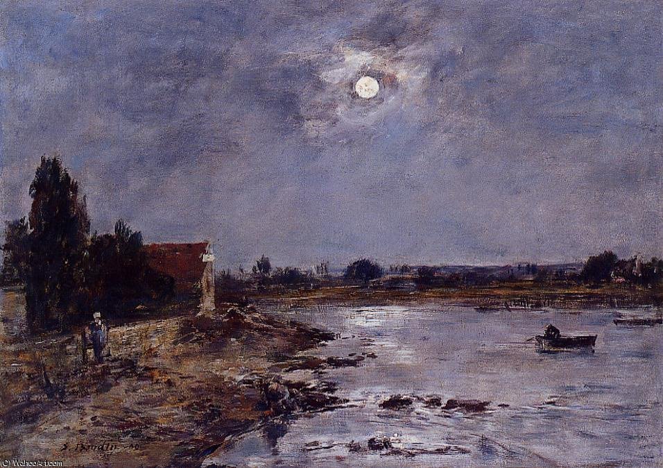 The Banks Of The Touques - Moonlight — Eugène Ludović Boudin