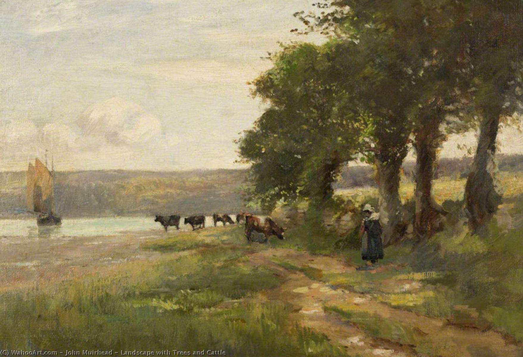 Landscape With Trees And Cattle — John Muirhead