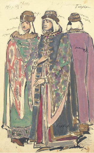 Two Groups Of Costume Designs For Khovanshchina. Male And Female Boyars — Konstantin Alexeievitch Korovin