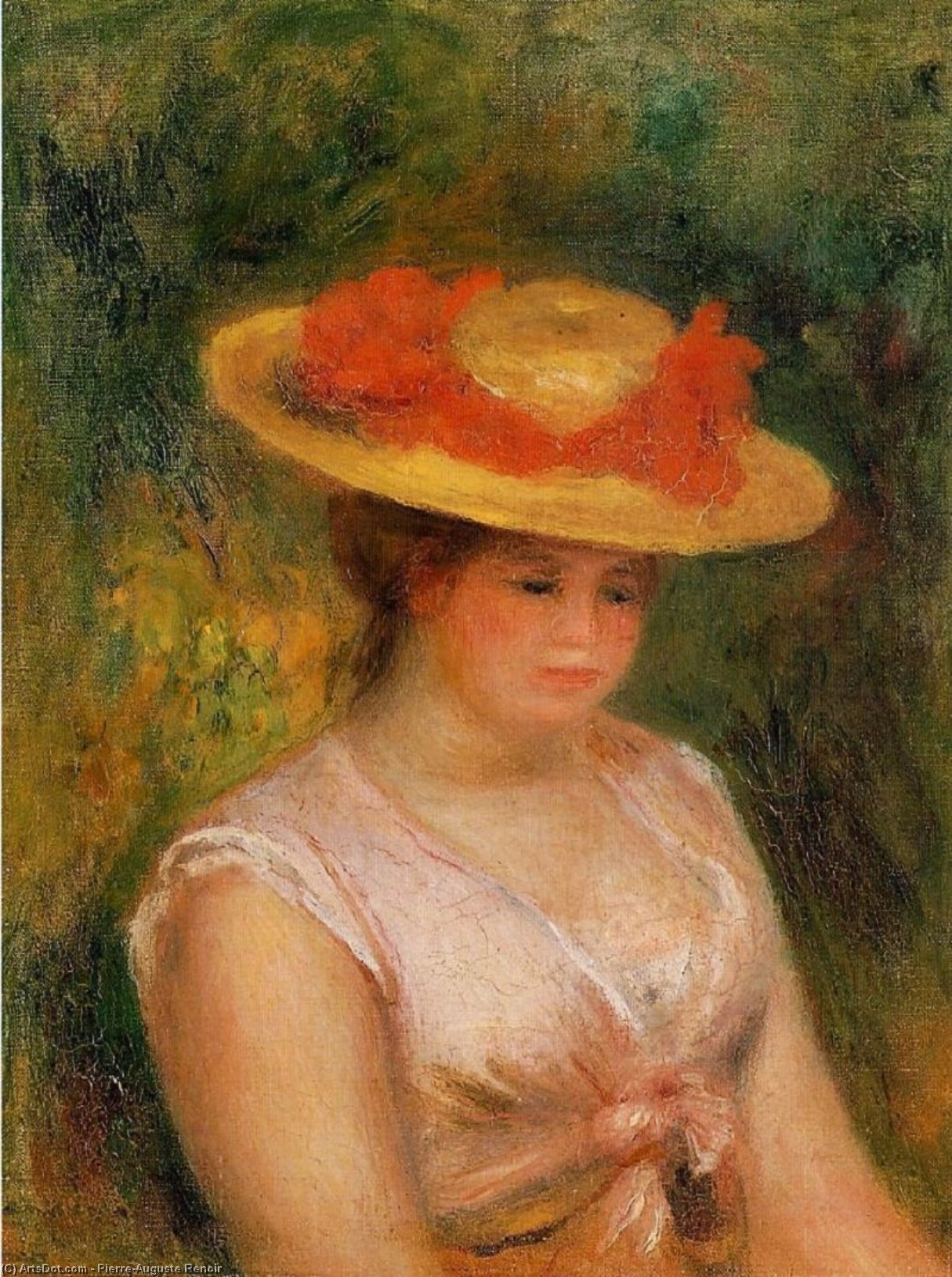 Young Woman In A Straw Hat — Pierre-auguste Renoir