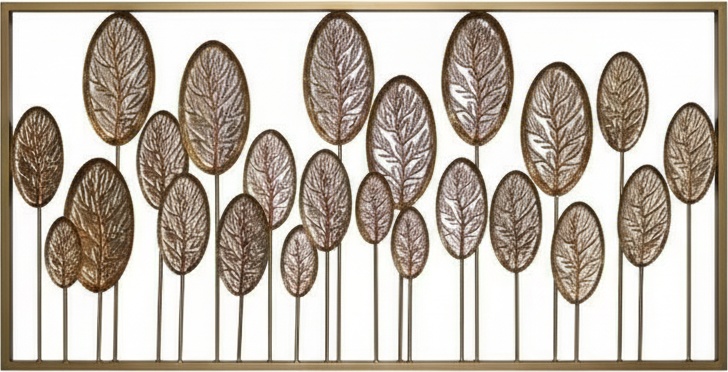 Golden Leaf Metal Wall Sculpture – Handcrafted Iron Art