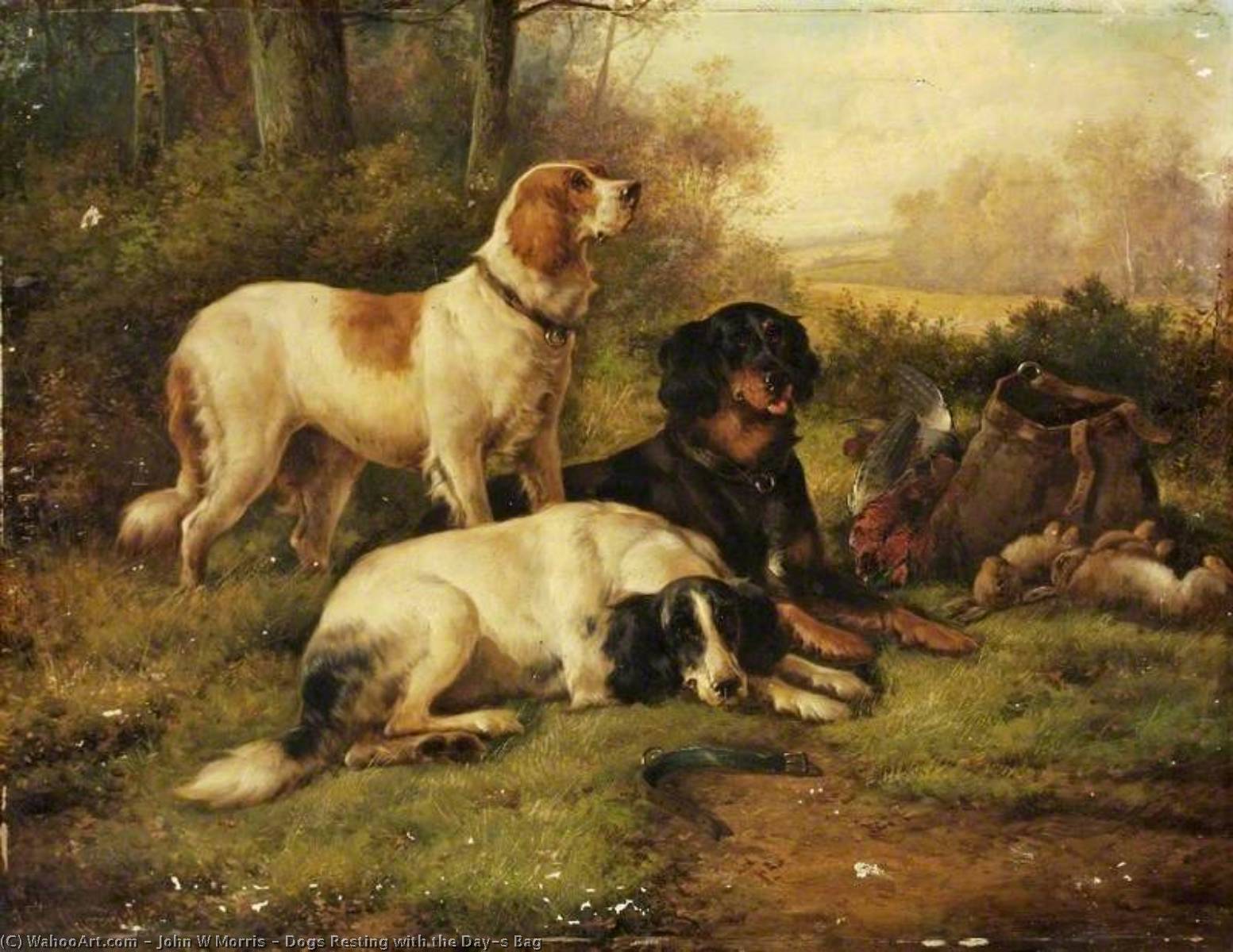 Dogs Resting With The Day's Bag — John Morris