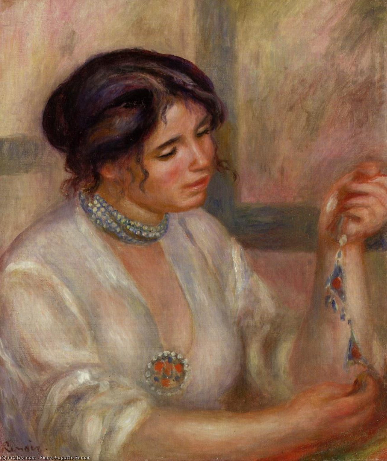 Woman With A Necklace — Pierre-auguste Renoir