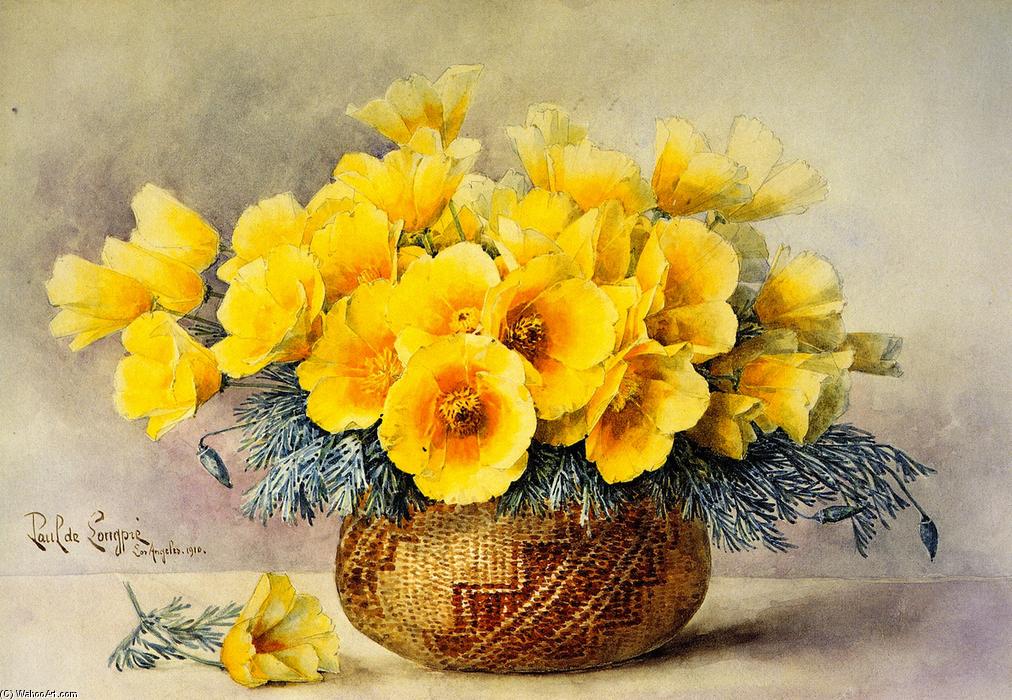 Poppies In An Indian Basket — Paul De Longpré
