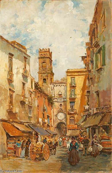Straßenansicht In Neapel Mit Blick Auf Sant'eligio Maggiore — Carlo Brancaccio