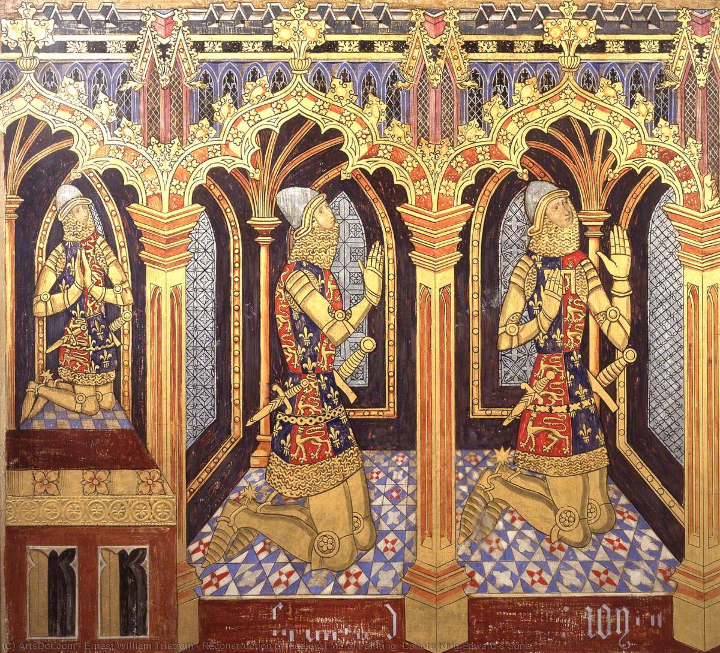 Reconstruction Of Medieval Mural Painting, Donors King Edward's Sons — Ernest William Tristram