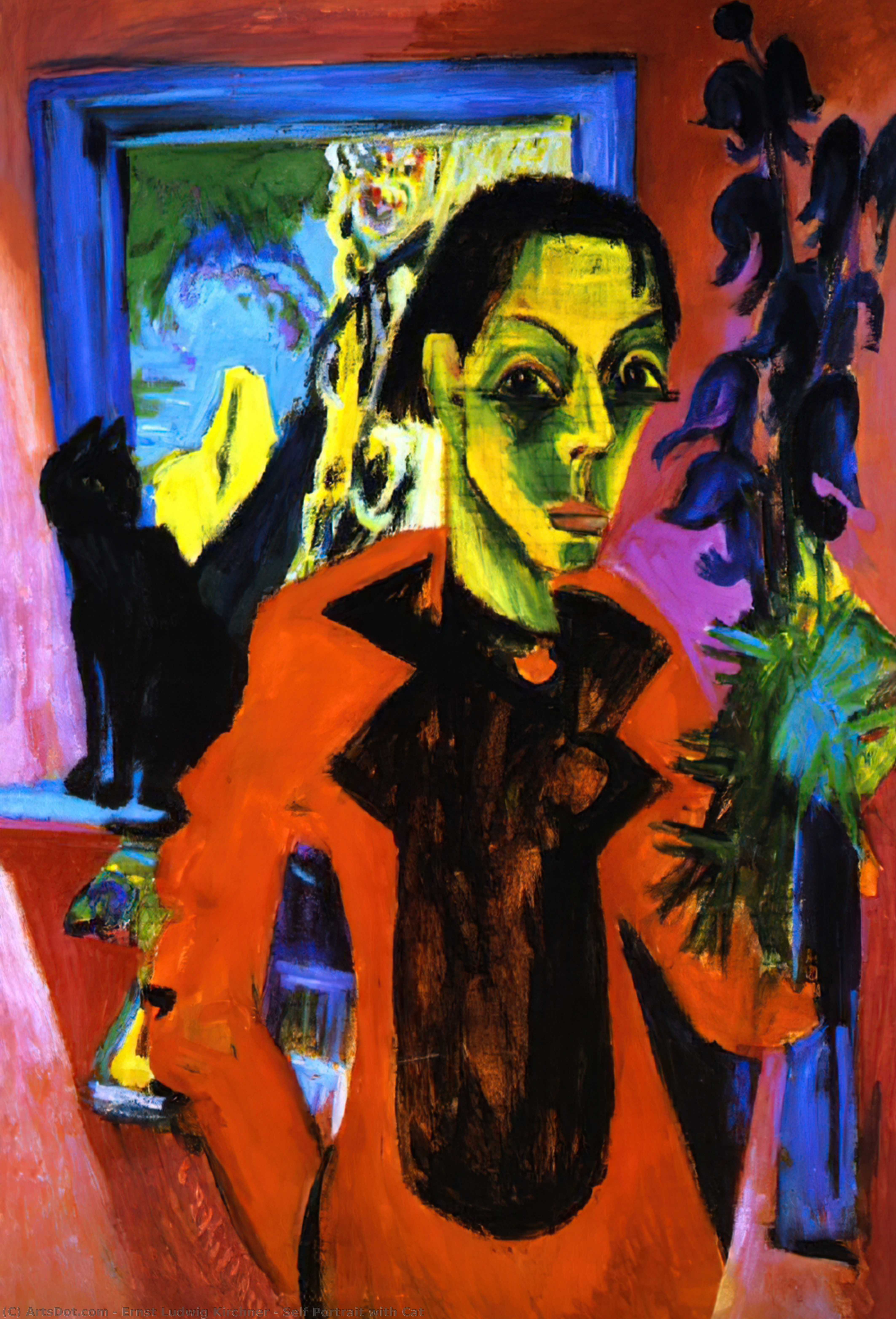 Selbstbildnis Mit Katze — Ernst Ludwig Kirchner