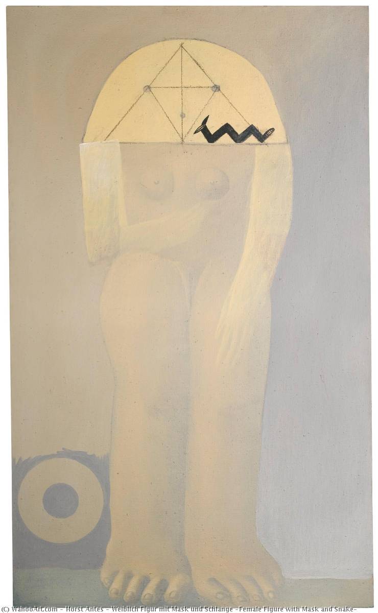 Weiblich Figur Mit Mask Und Schlange (female Figure With Mask And Snake) — Horst Antes