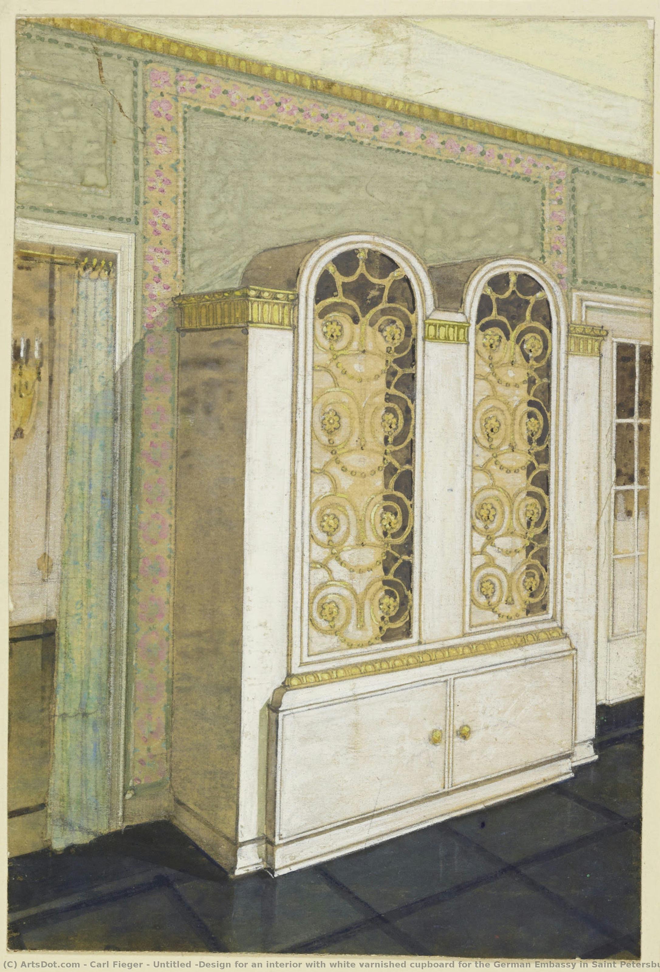 Untitled (design For An Interior With White Varnished Cupboard For The German Embassy In Saint Petersburg) — Carl Fieger