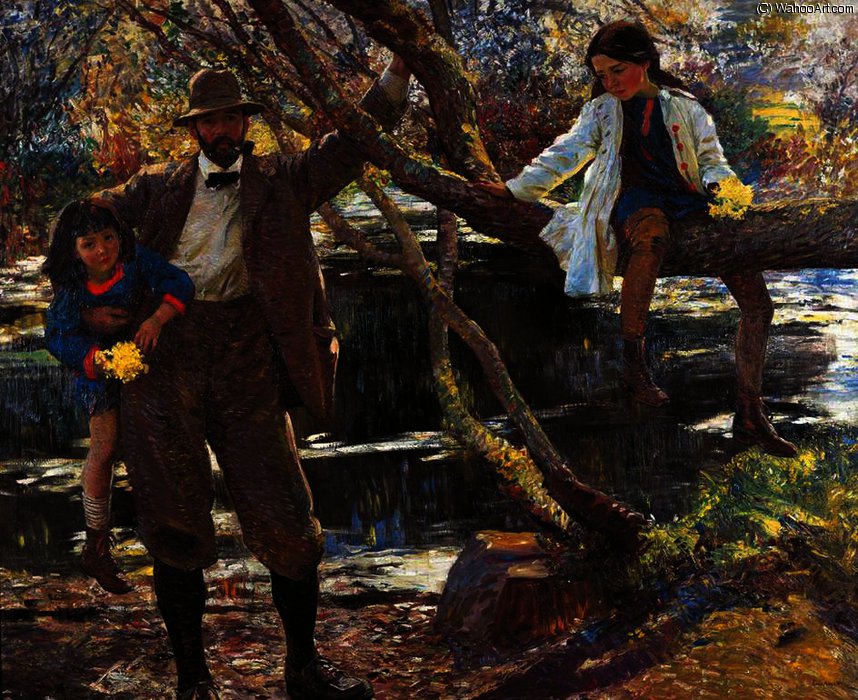 Lamorna Birch, And His Daughters — Dame Laura Knight