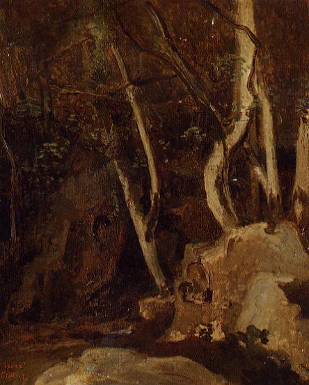 Civita Castellana, Rocks With Trees — Jean-baptiste-camille Corot
