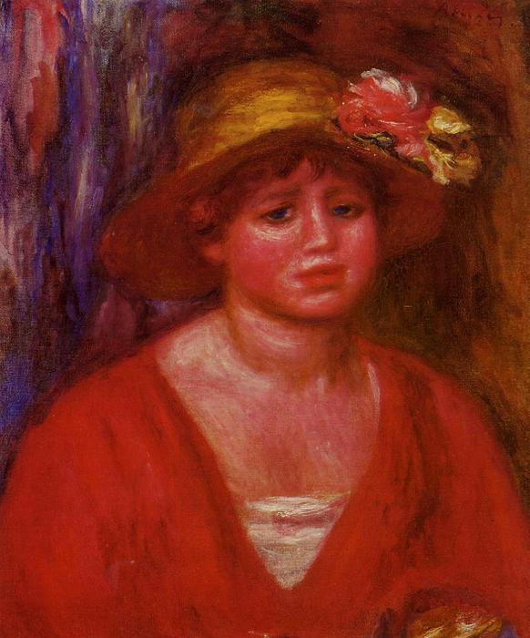 Retrato De Una Joven Con Blusa Roja — Pierre-auguste Renoir