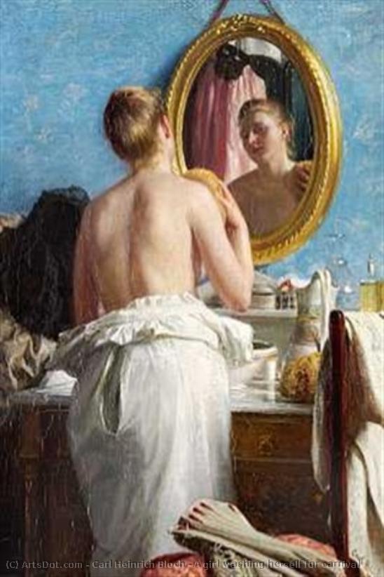 A Girl Washing Herself For Carnival — Carl Heinrich Bloch