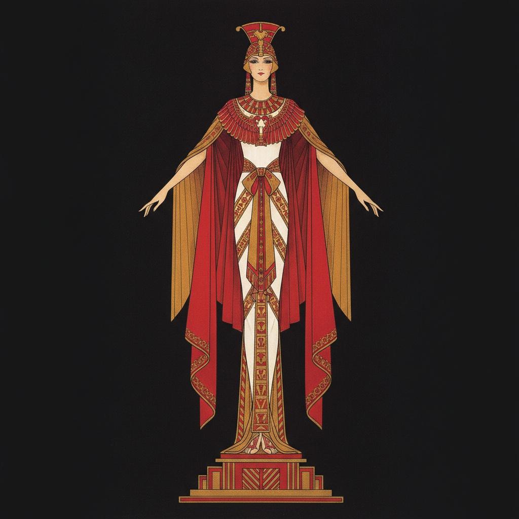 Crimson Mantle And Gilded Geometry Upon A Stepped Pedestal — Valentin Laurent De Courcey