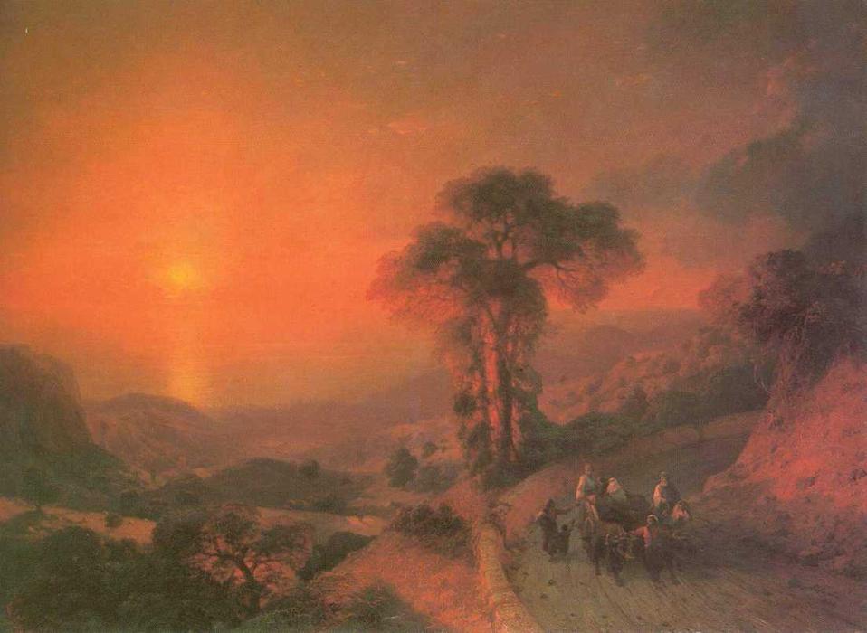 Blick Auf Das Meer Von Den Bergen Bei Sonnenuntergang. Krim. — Iwan Aiwazowski