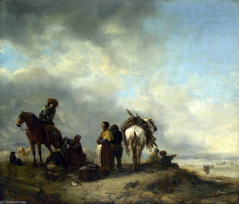Seashore With Fishwives Offering Fish — Philips Wouwerman