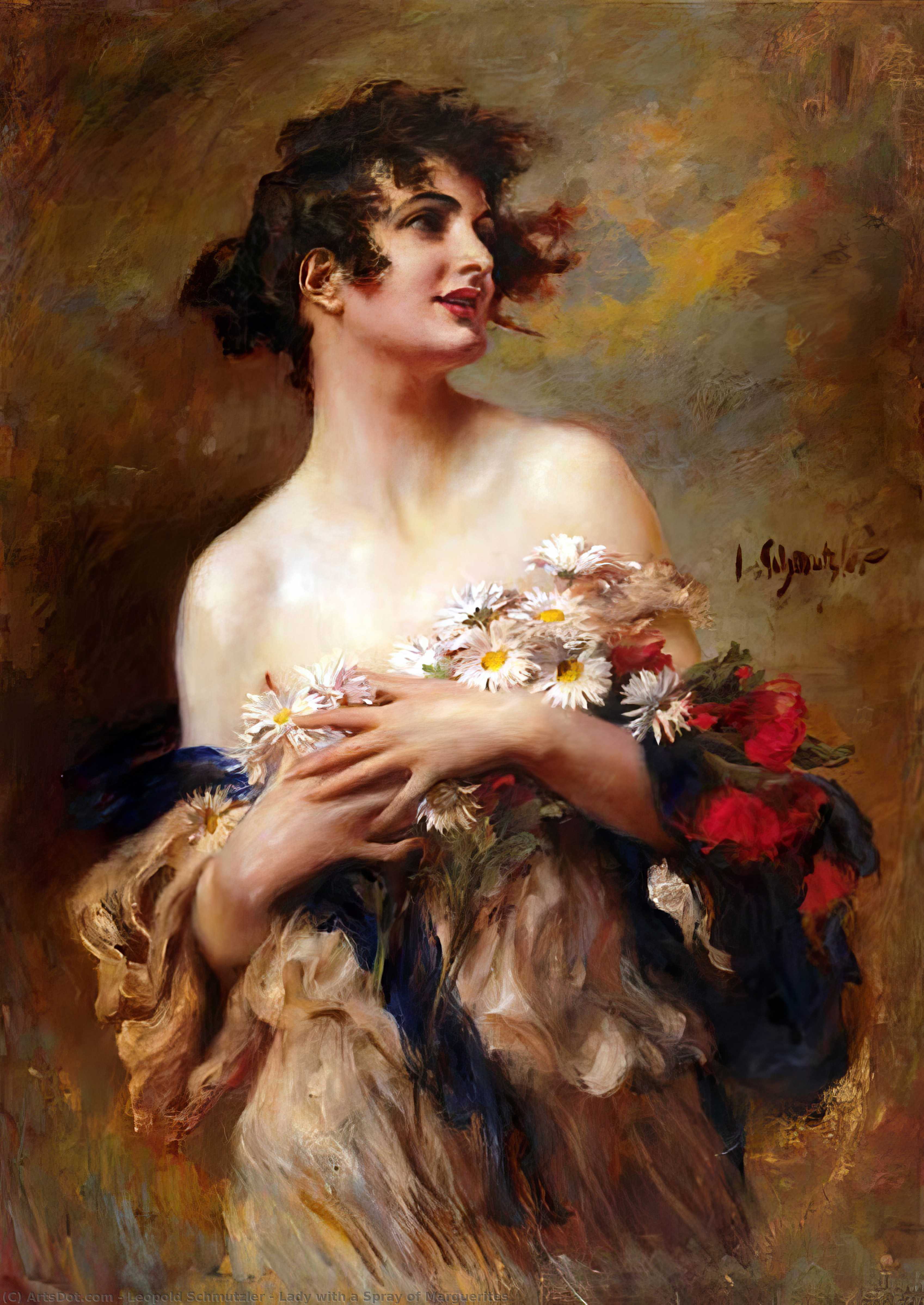 Lady With A Spray Of Marguerites — Leopold Schmutzler