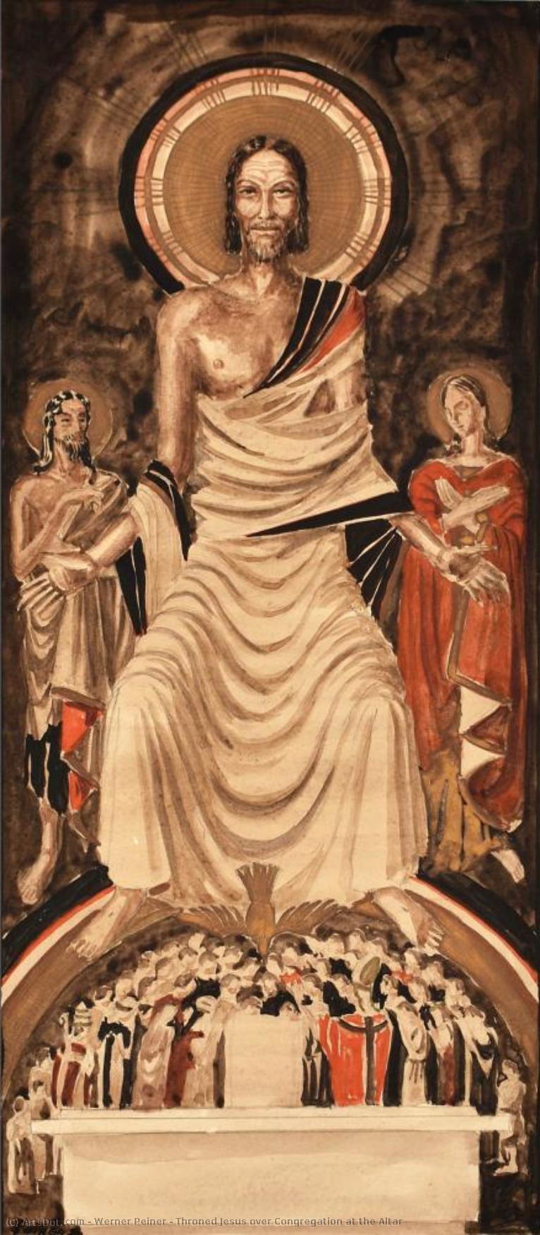 Throned Jesus Over Congregation At The Altar — Werner Peiner