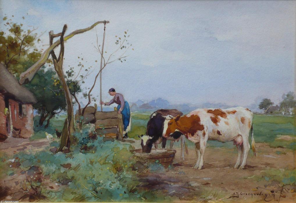 Cows Drinking — Adrianus Johannes Groenewegen