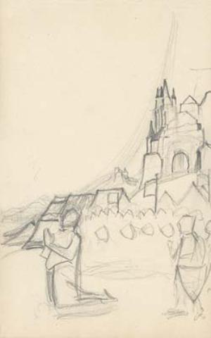 Sketch For Right Panel Of Triptych ''joan Of Arc'' — Nicholas Roerich