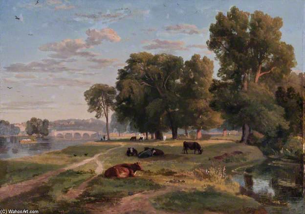 The Thames At Richmond From The Middlesex Bank, Looking Towards Richmond Bridge — Ramsay Richard Reinagle