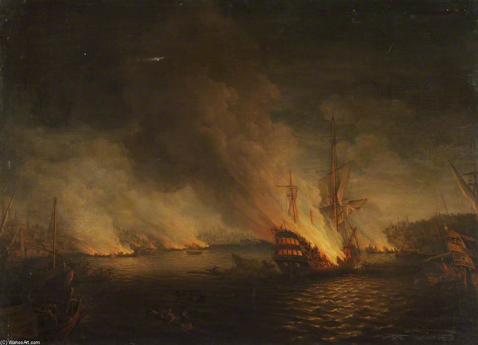 Sir John Thomas Duckworth's Action In The Dardanelles — Thomas Whitcombe