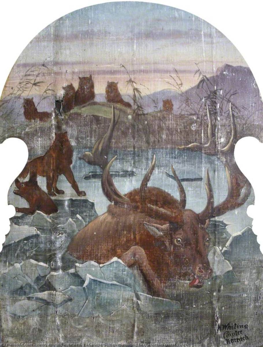 Hatwell's 'gallopers' Wolves Hunting Deer (bottom Centre Panel) — Henry Whiting