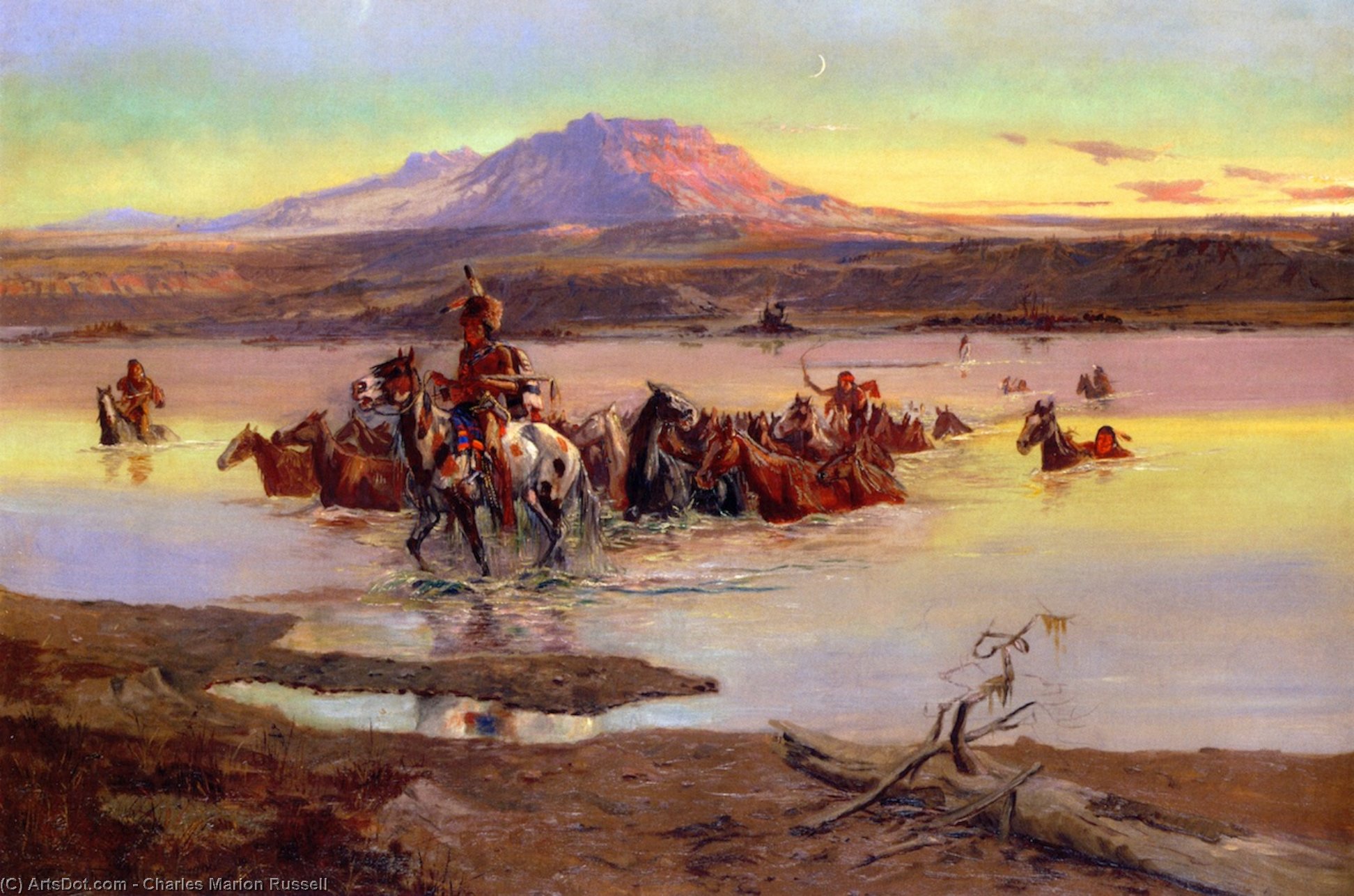 Fording The Horse Herd — Charles Marion Russell