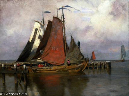Fishing Boats Leaving Zuyderzee Port — Adrian Scott Stokes