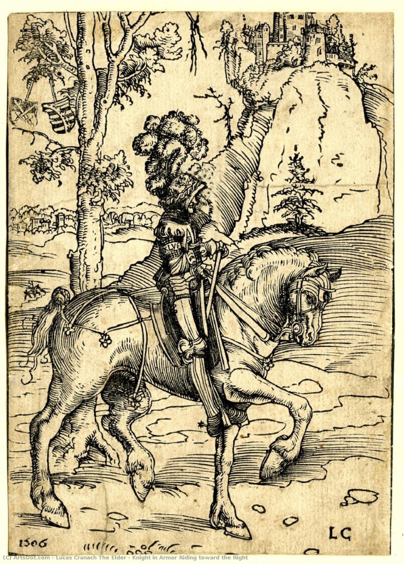 Knight In Armor Riding Toward The Right — Lucas Cranach The Elder