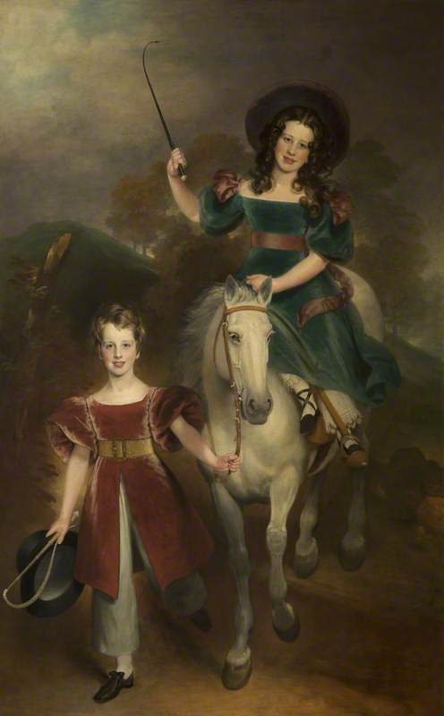 George Harry, Lord Grey Of Groby (1826–1883), Later 7th Earl Of Stamford, And His Sister Lady Margaret Henrietta Maria Grey (d.1852), Later Lady Milbank, As Children — George Sanders